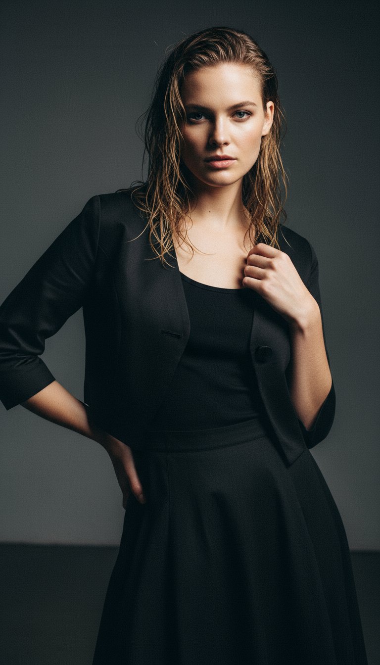 AI product shot of 2087 Cropped Jacket - Black