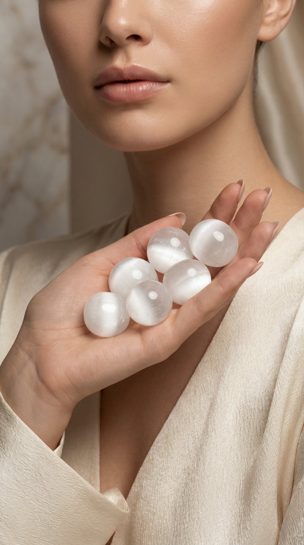 AI product shot of Selenite Tumble | Cleanse
