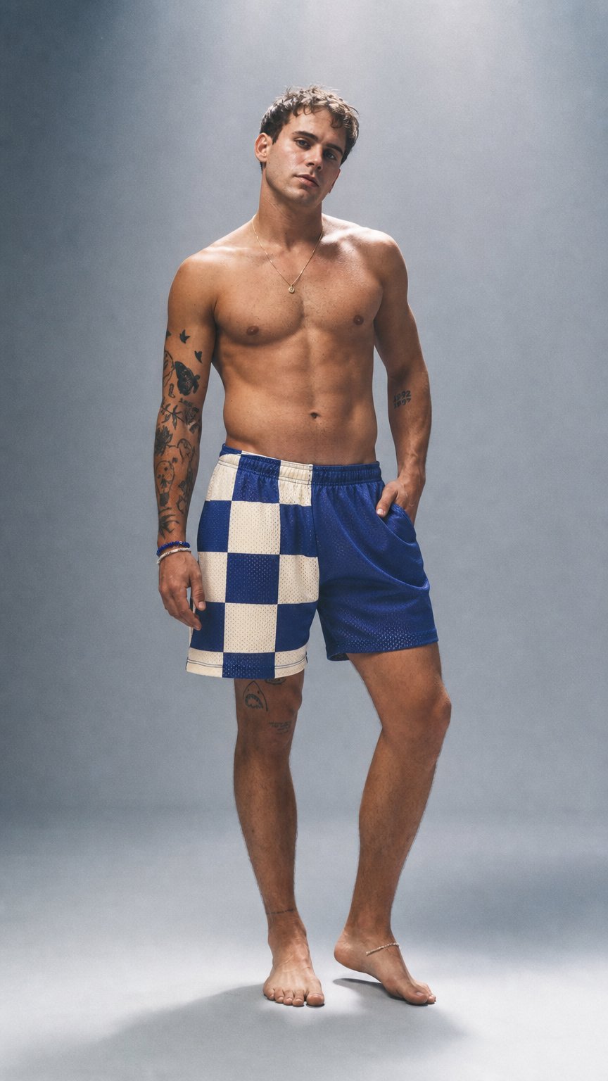 AI product shot of 4" Pocket Lounge Short ~ Beach Patrol