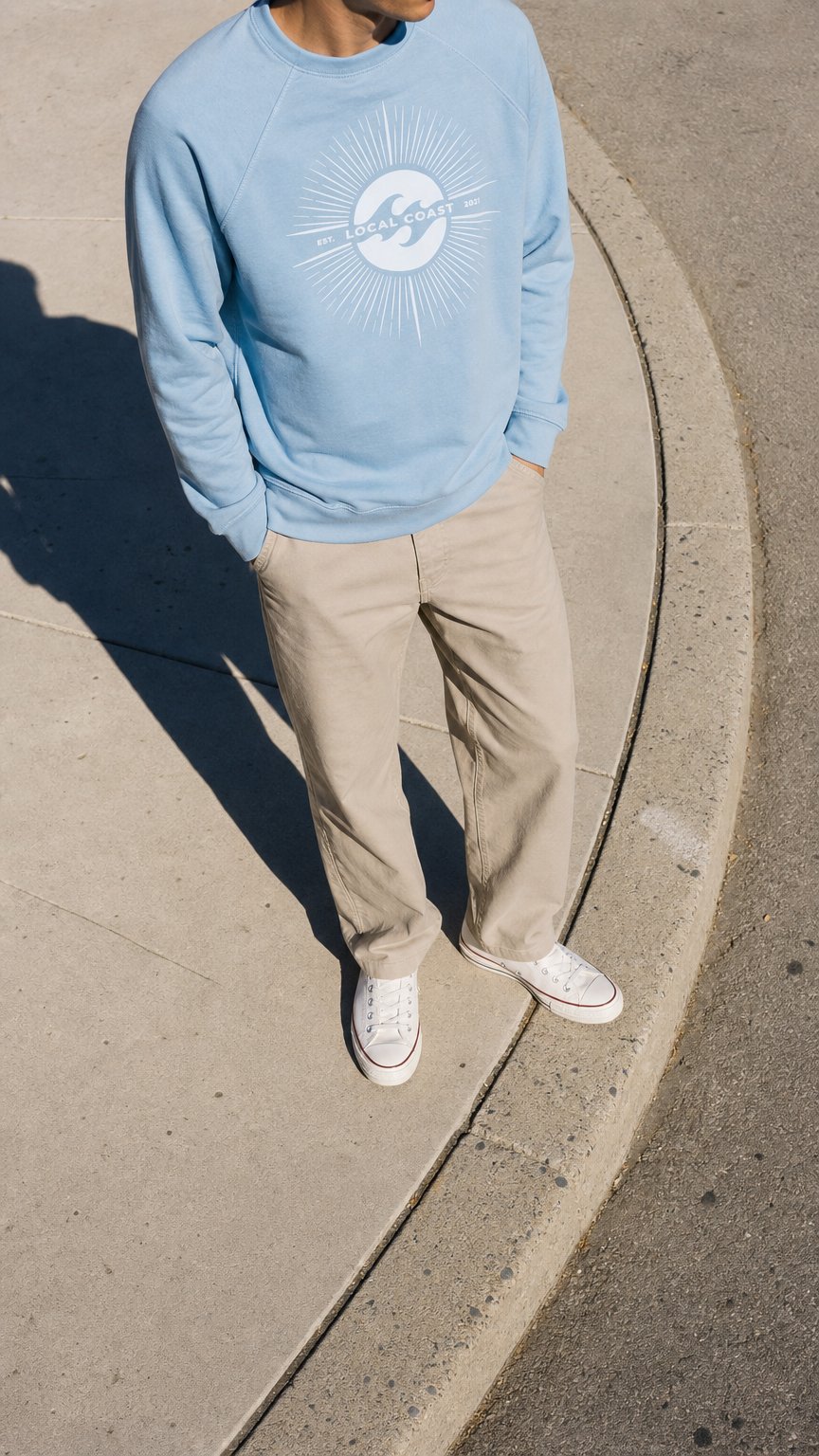 AI product shot of Sun Burst Crewneck