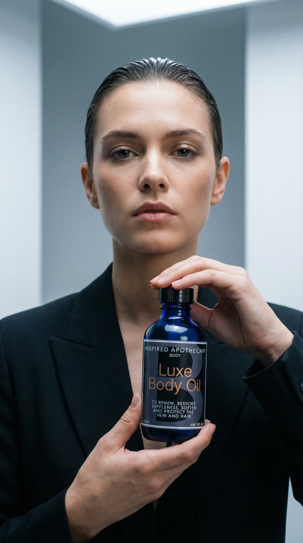 AI product shot of Luxe Body Oil