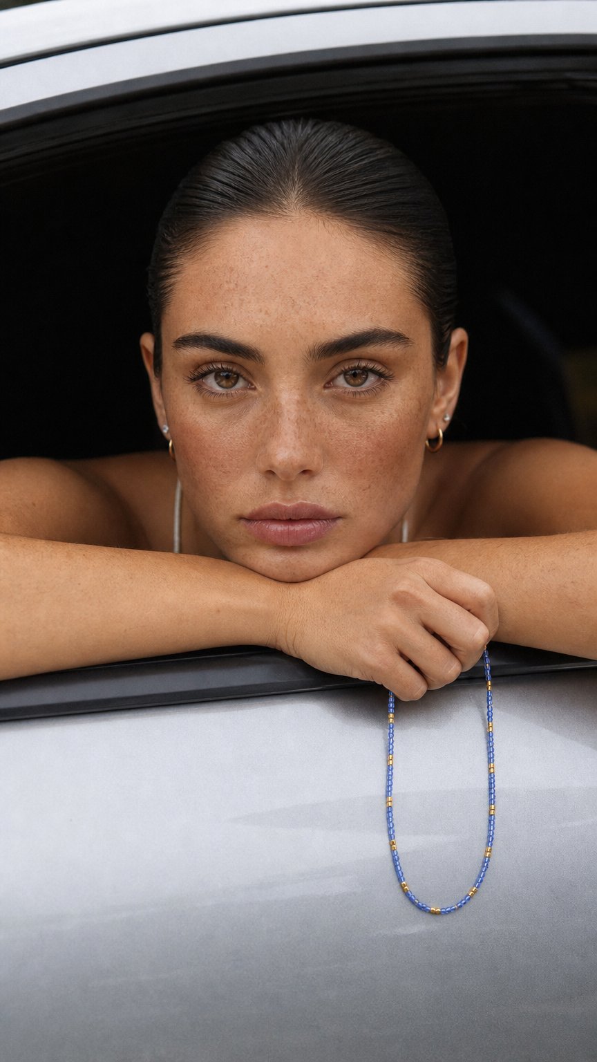 AI product shot of Inspiration Necklace Crystal Blue and Gold