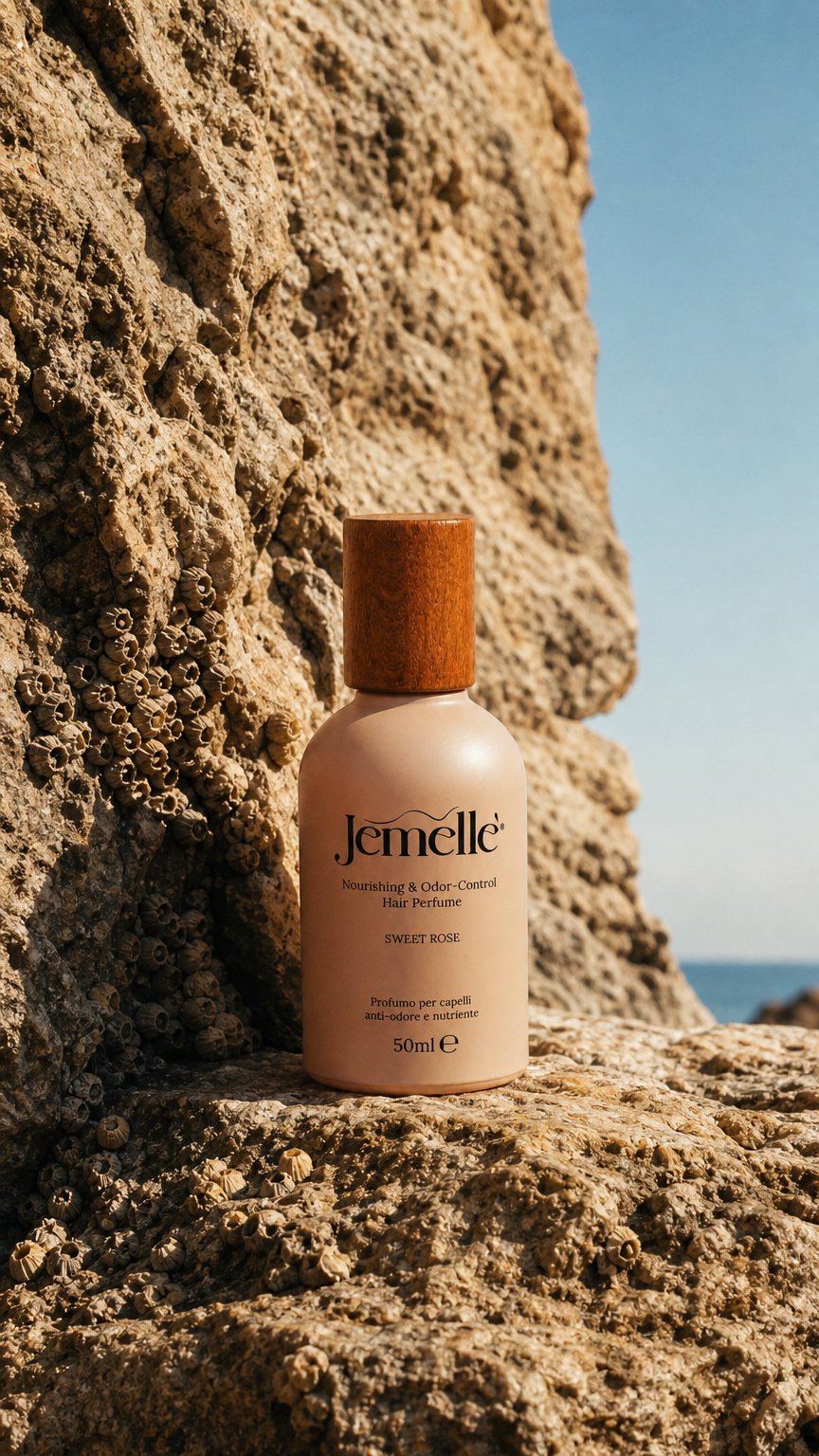 AI product shot of Jemellé Sweet Rose | Hair Perfume Senza Alcol | Nutre, Illumina e Profuma i Capelli