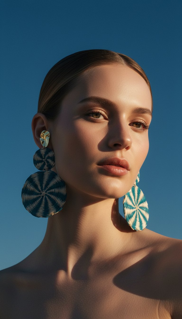 AI product shot of Aurora palm earrings