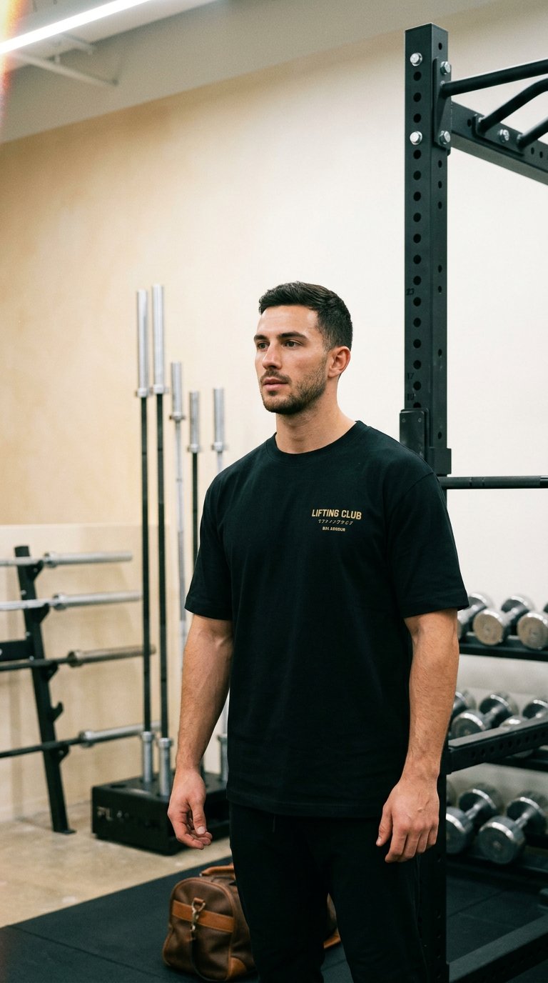 AI product shot of Unisex Lifting Club Tee - Black and Leopard Print