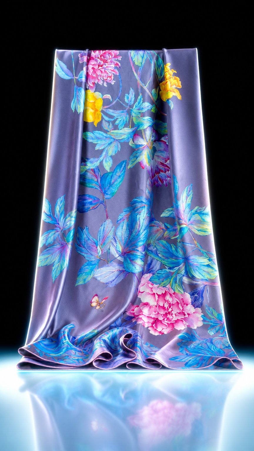 AI product shot of Lapis Light Silk Shawl