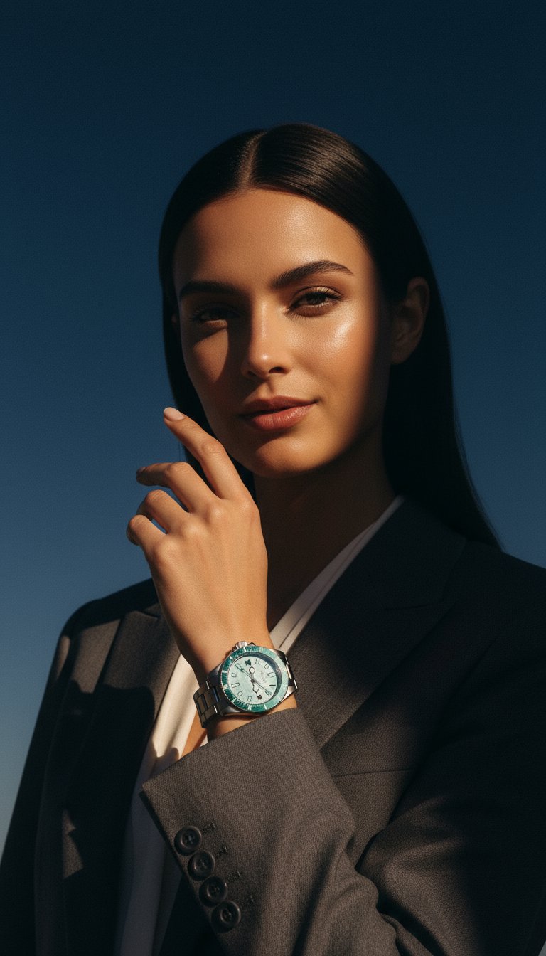 AI product shot of TURQUOISE CASANOVA 38MM - MOTHER OF PEARL
