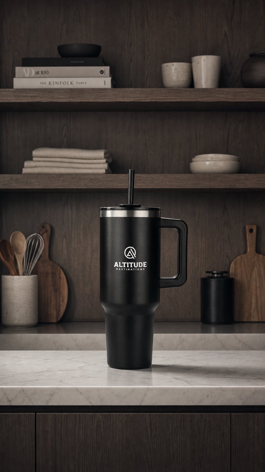 AI product shot of Pinnacle 40 oz Vacuum Insulated Eco-Friendly Travel Tumbler With Straw