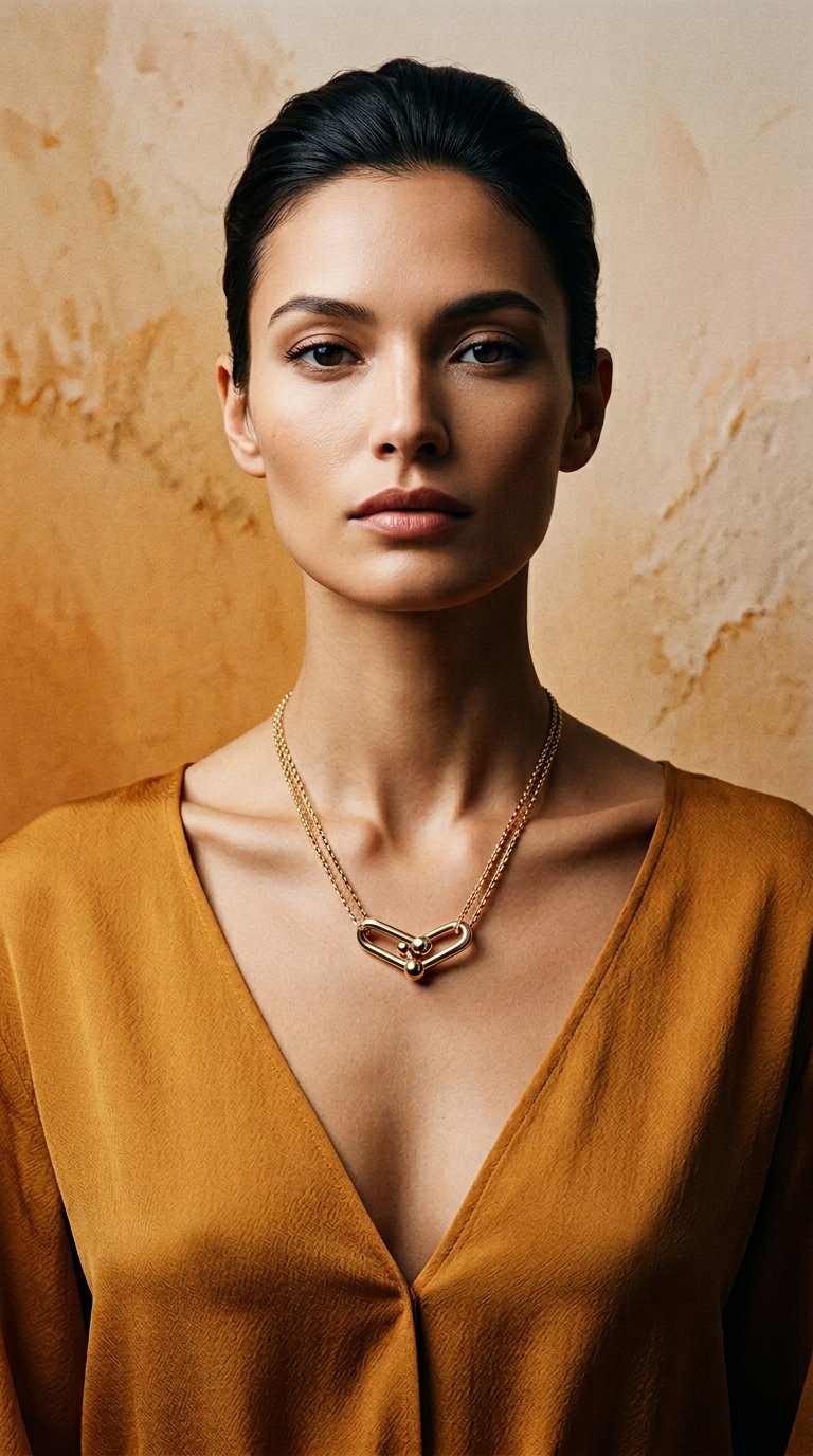 AI product shot of Tiffany HardWear Large Double Link Pendant in Yellow Gold