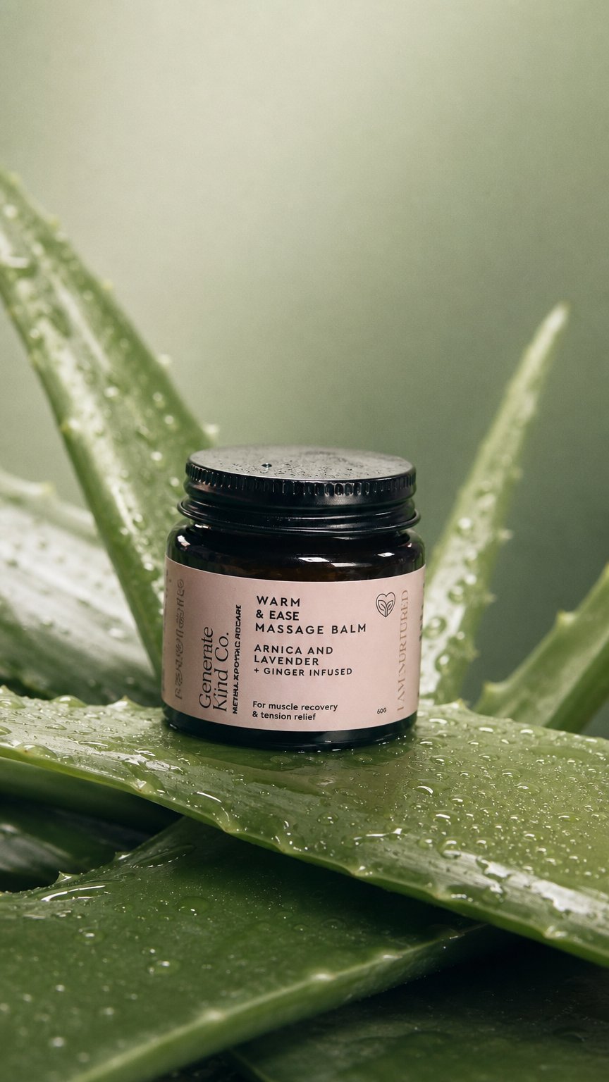 AI product shot of Massage Balm - Arnica & Lavender + Warming Ginger