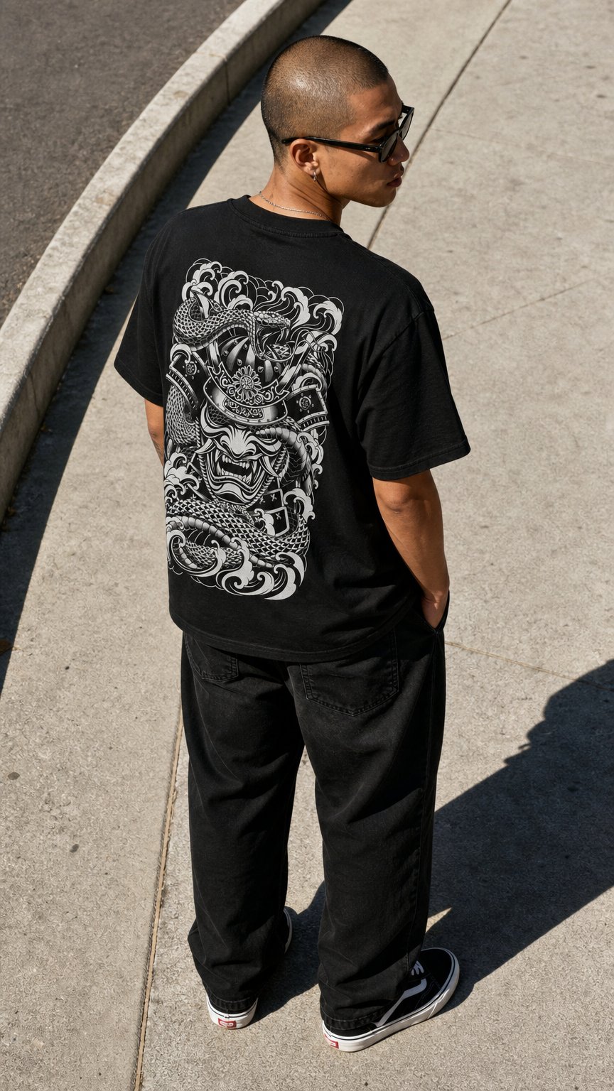AI product shot of Irezumi Samurai Oversized Shirt