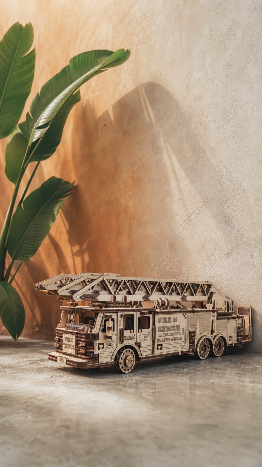 AI product shot of Mechanischer LKW Feuerwehrauto