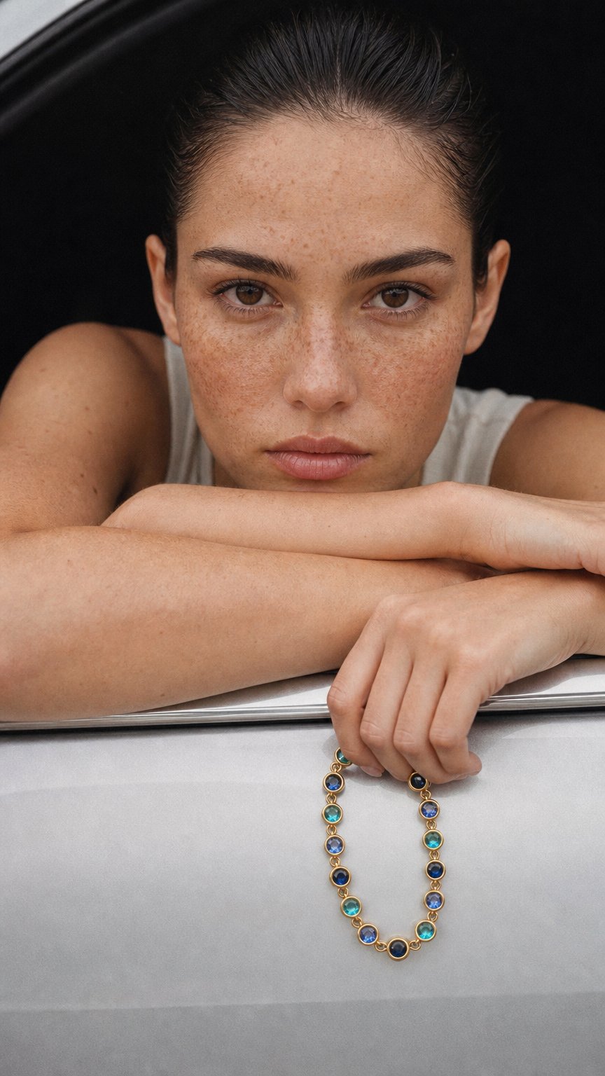 AI product shot of SHOSHANA BRACELET - BLUE - STAINLESS STEEL