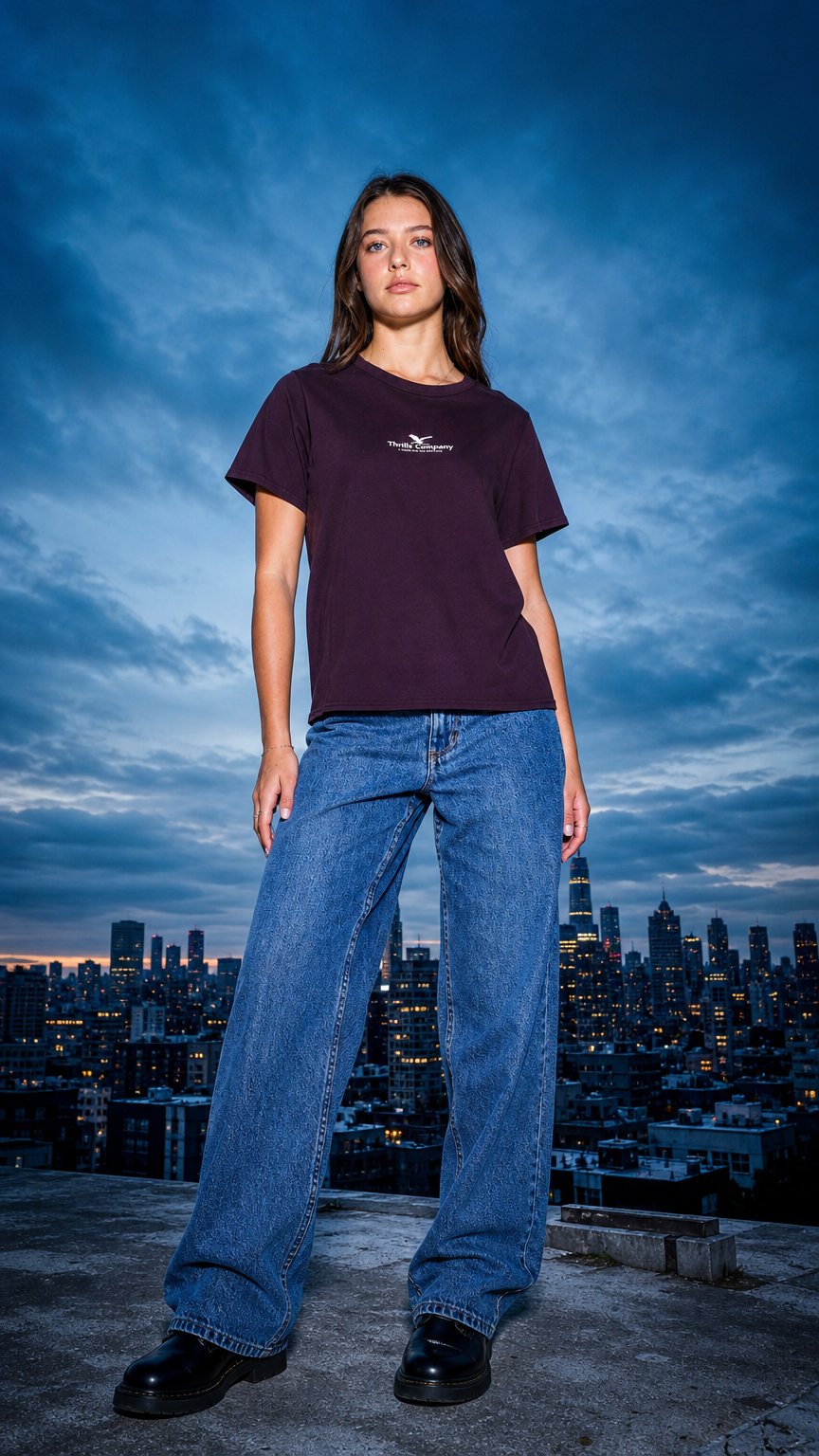 AI product shot of Haven For The Reckless Relaxed Tee - Aubergine