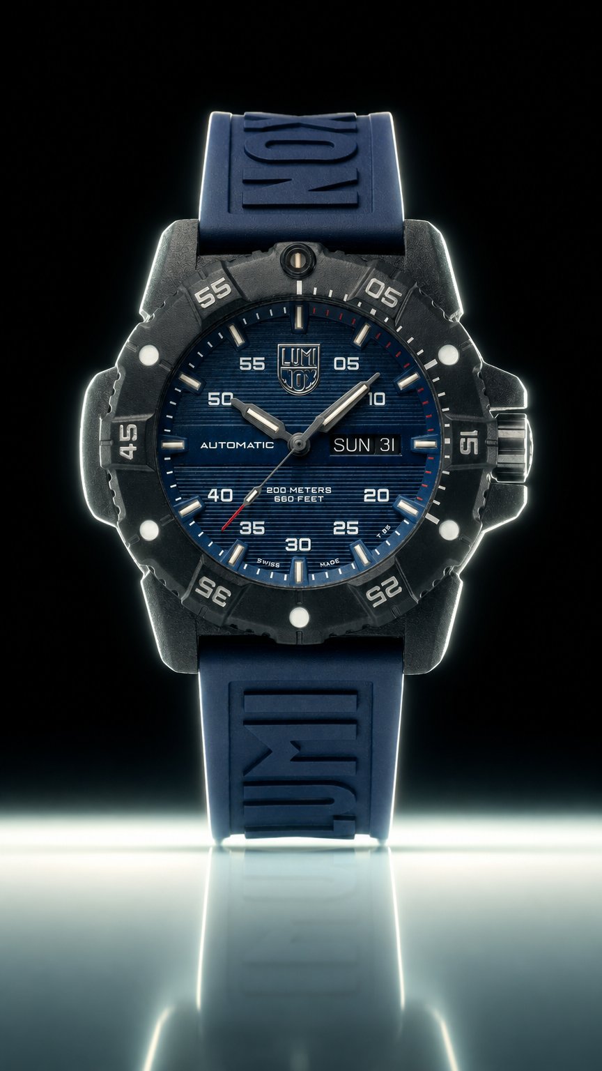 AI product shot of Luminox Master Carbon SEAL Automatic Blue