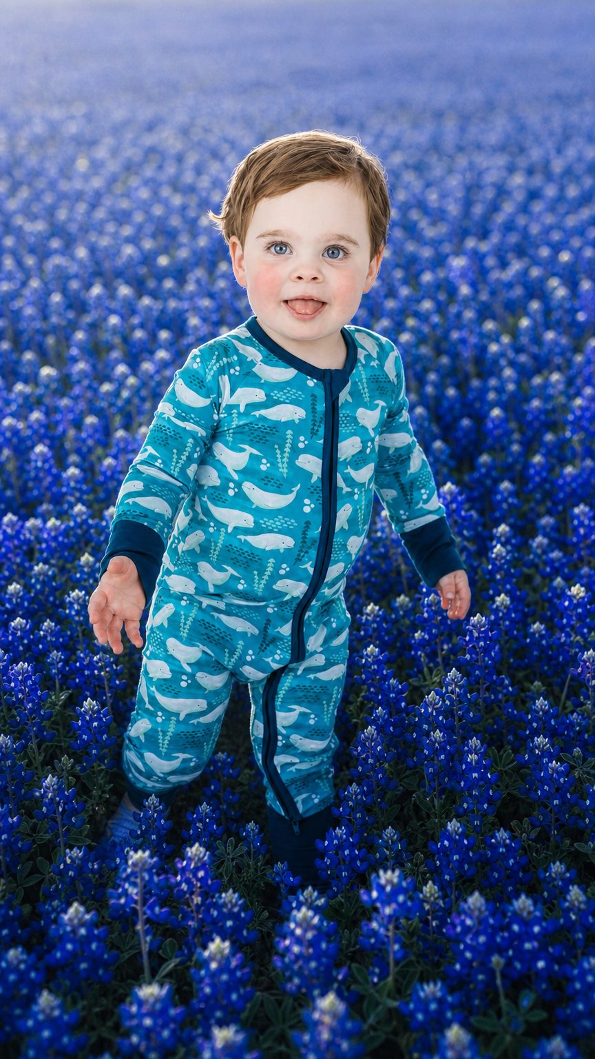 AI product shot of Beluga Whale Bamboo Convertible Footie Romper