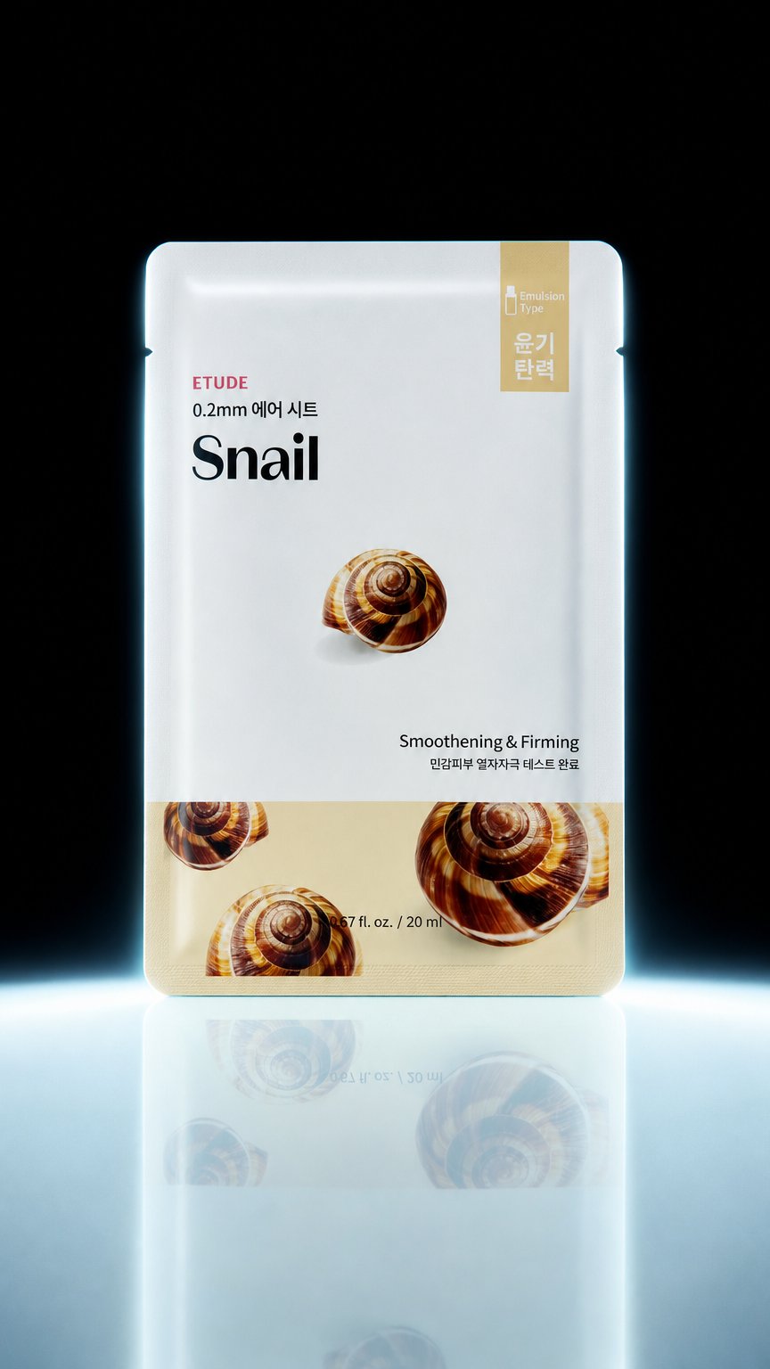 AI product shot of Etude House – 0.2 Therapy Air Mask Snail, 20ml