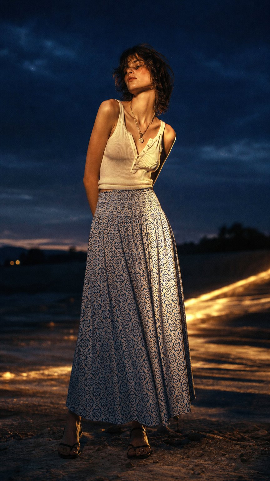 AI product shot of PGMALINA LIFE AOP LONG SKIRT WVN