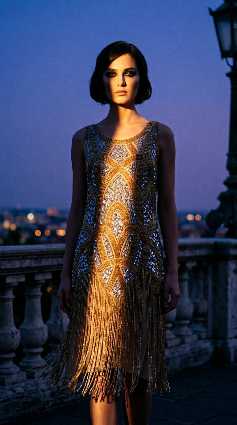 AI product shot of The Cosmos Gown - Vermeil