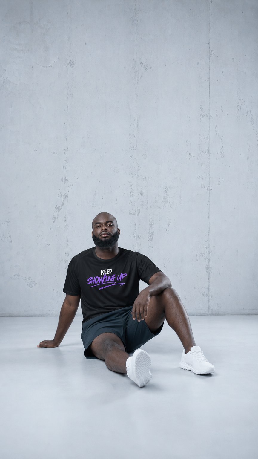 AI product shot of Keep Showing Up Sports Jersey - Black