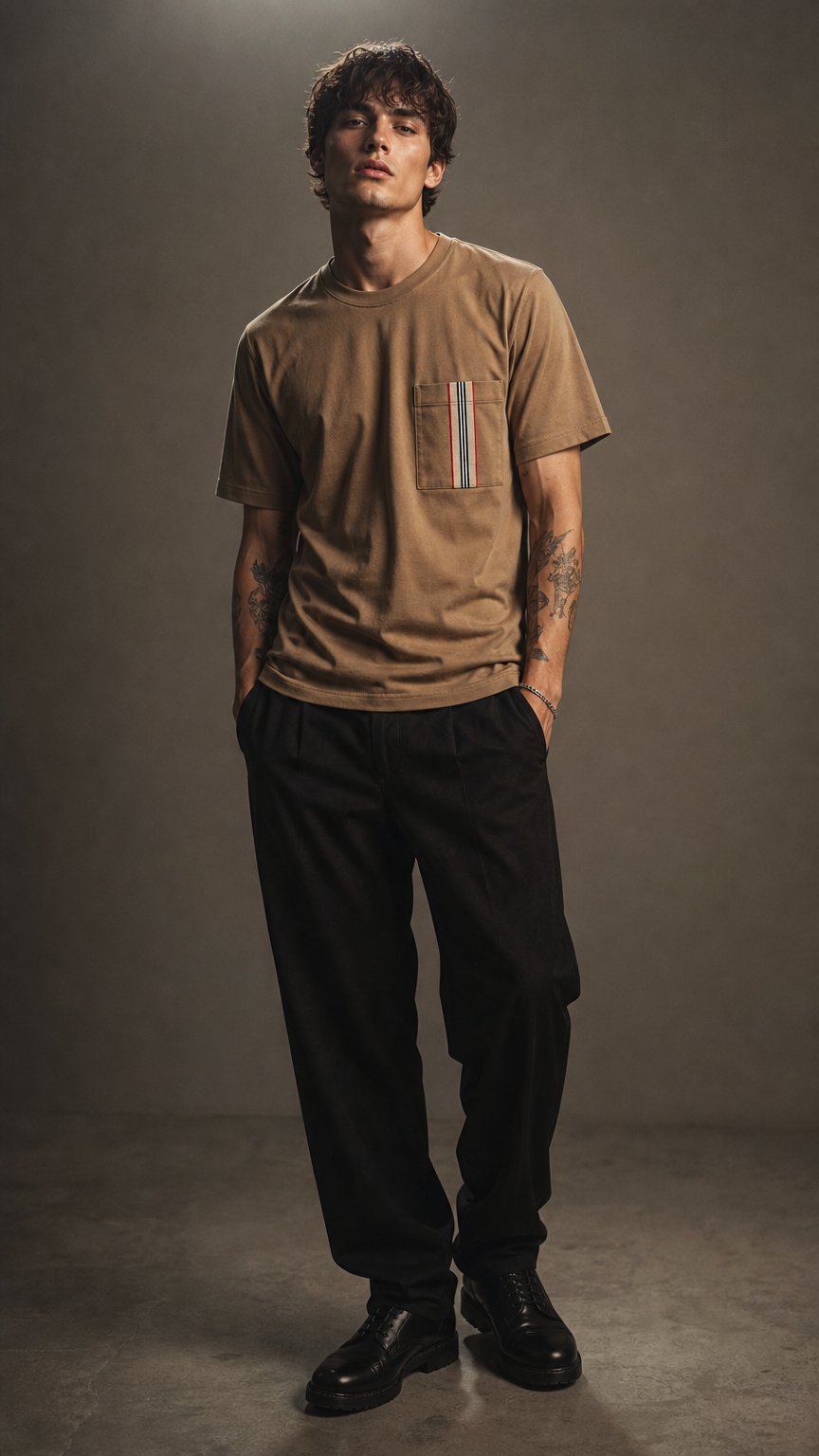AI product shot of Burberry Striped T-Shirt - Beige