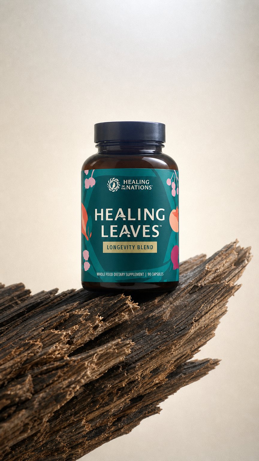 AI product shot of Healing Leaves: Longevity Blend Capsules- 90ct