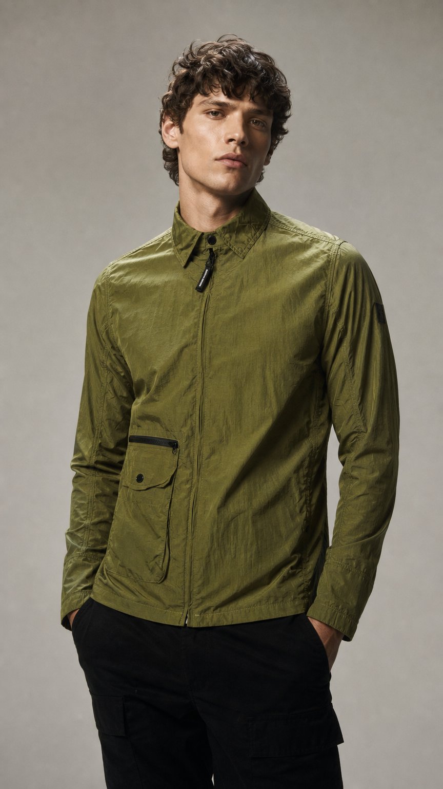 AI product shot of Weekend Offender Vinnie Overshirt Green