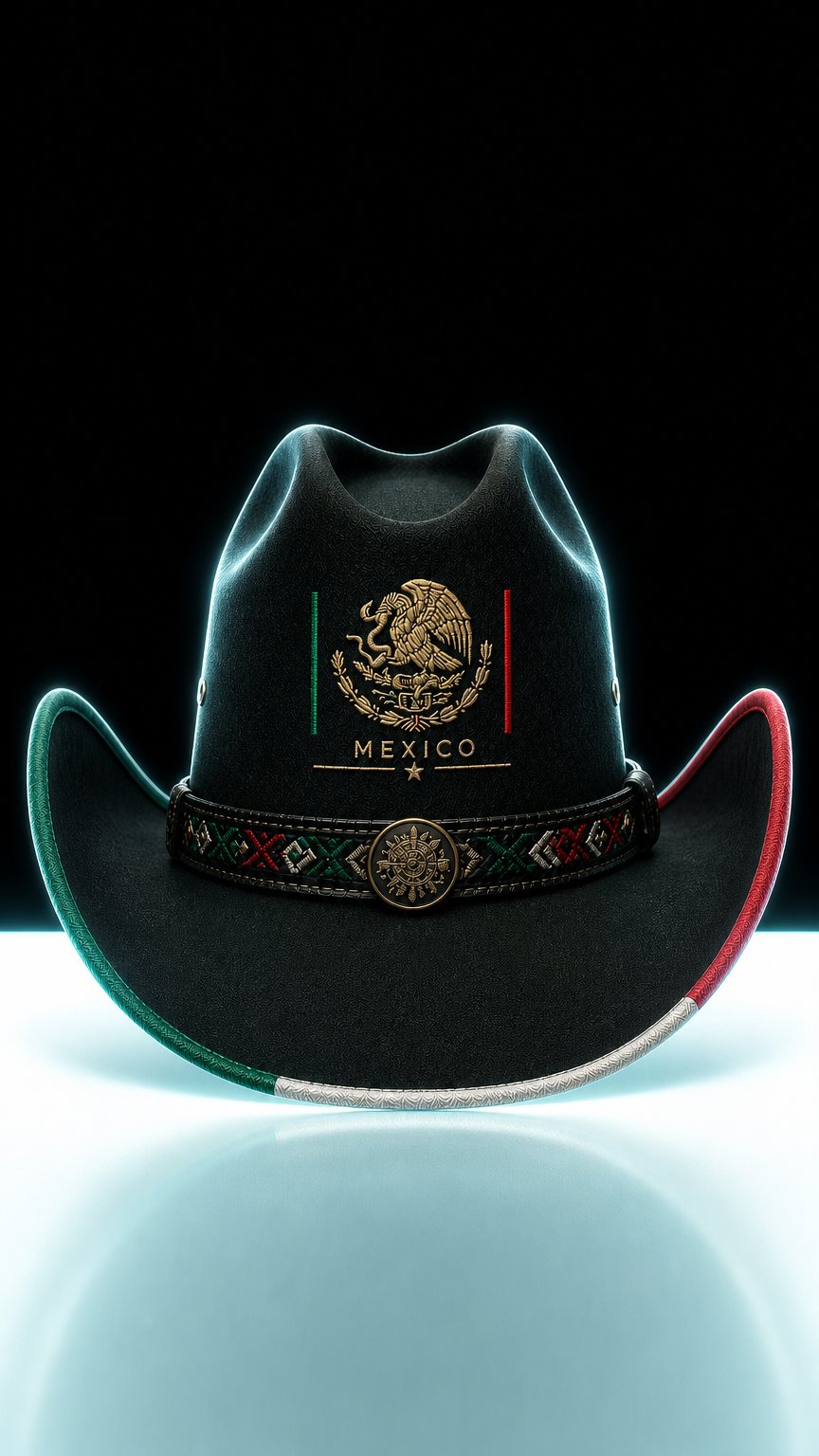 AI product shot of Mexico Themed Cowboy Hat