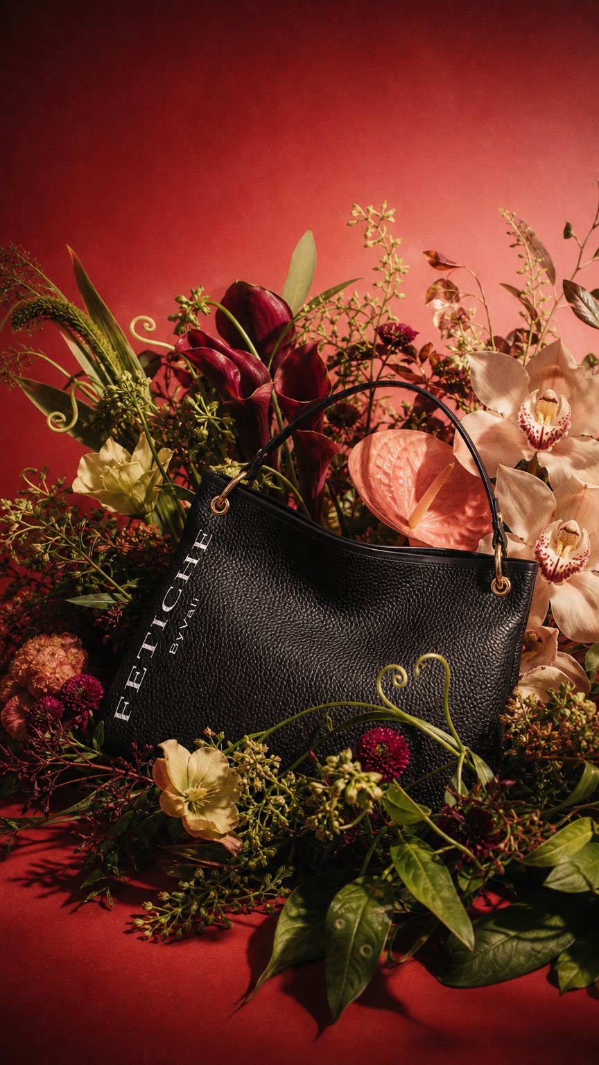 AI product shot of The Heritage Striped Signature Slouch Bag — Noir