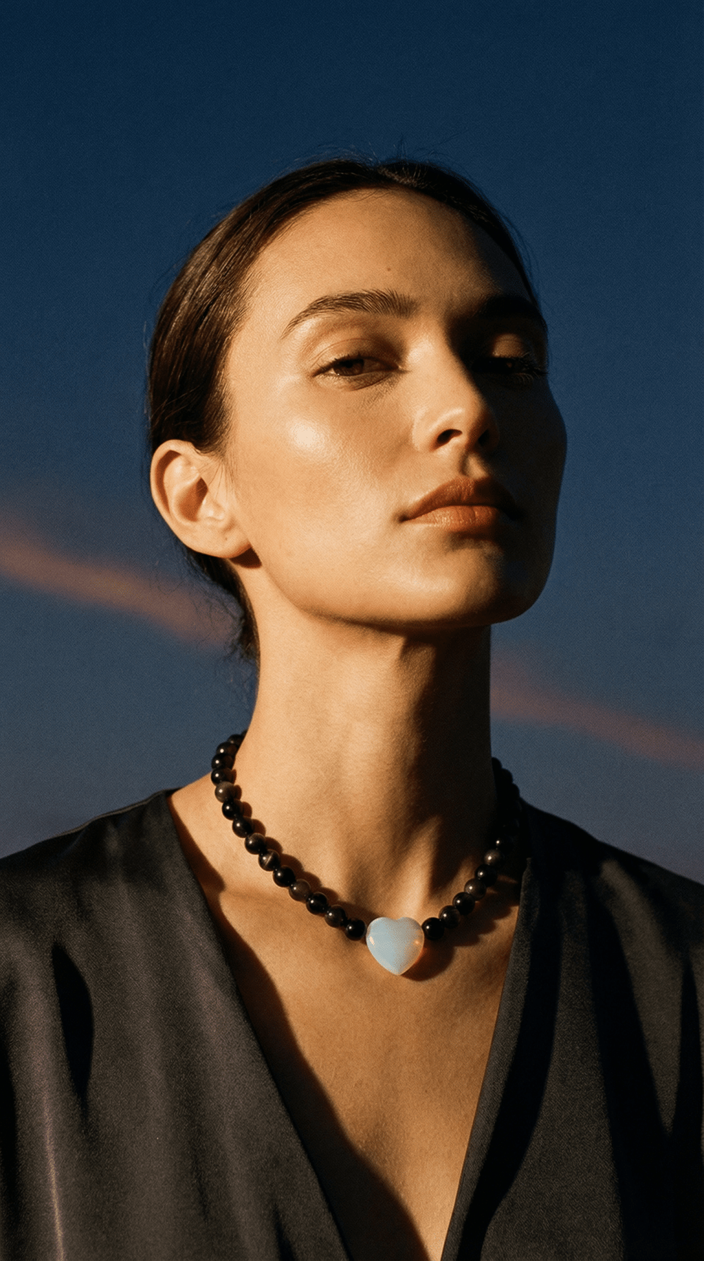 AI product shot of Obsidian Heart Necklace