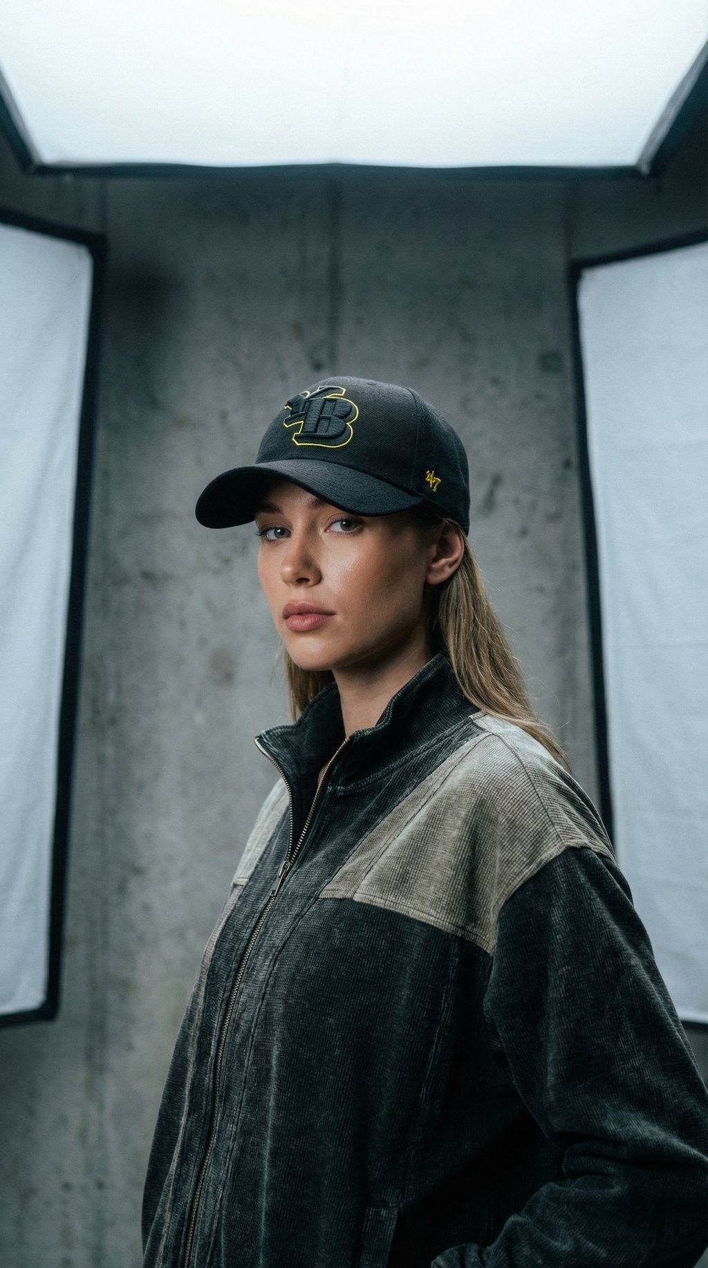 AI product shot of YB x `47 Cap Black Classic