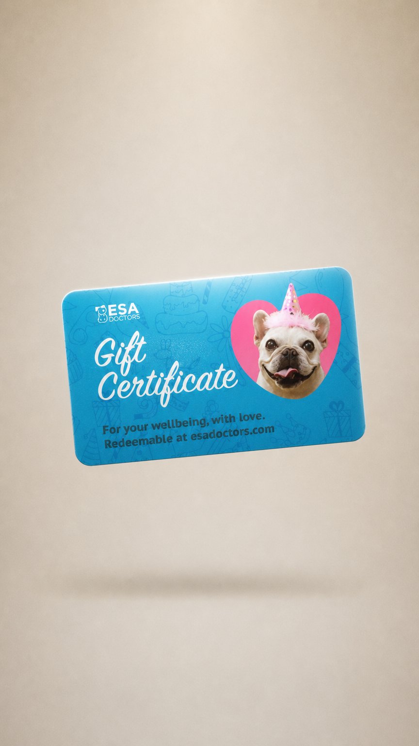 AI product shot of ESA Gift Certificate