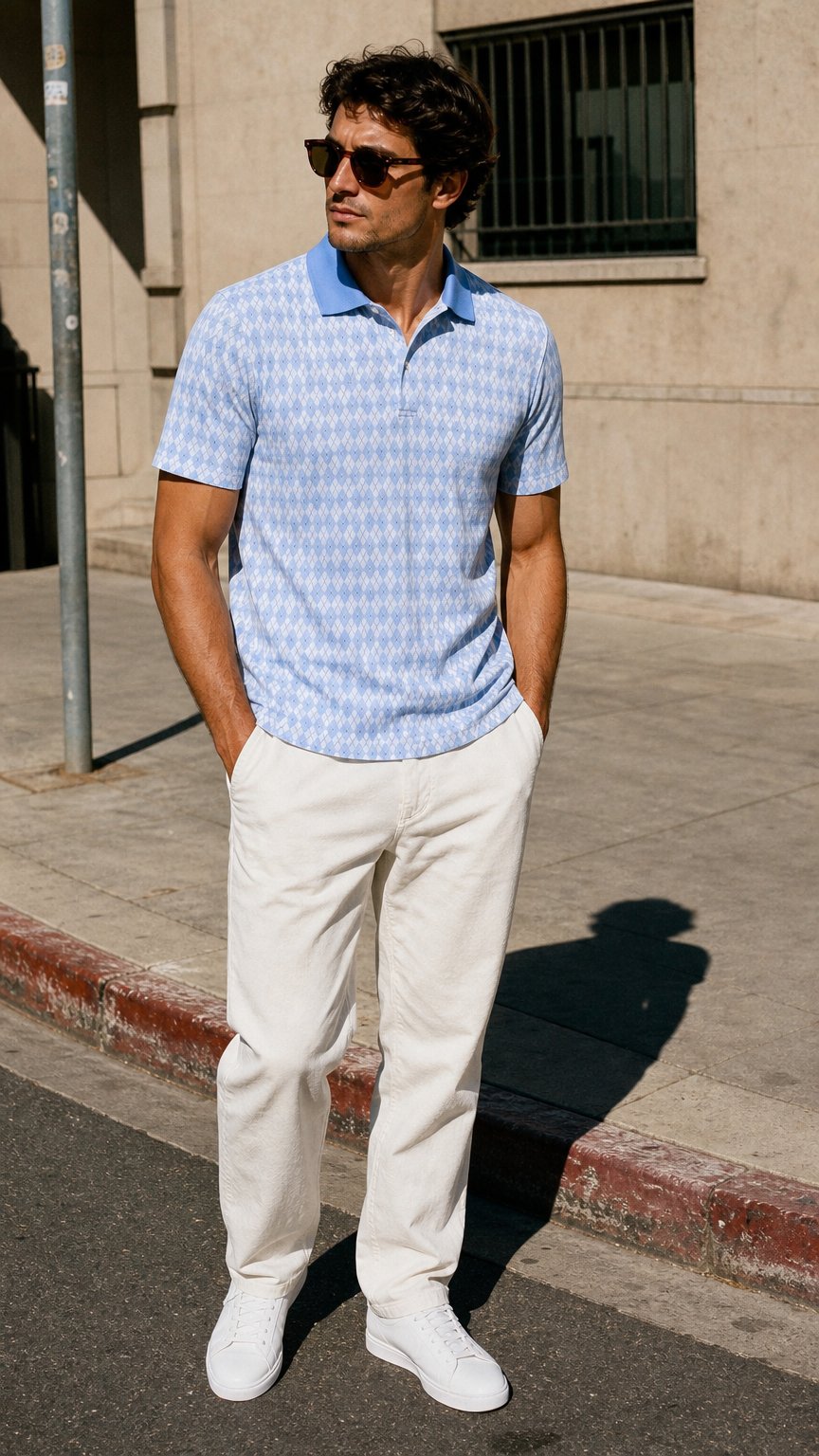 AI product shot of Blue Diamond Polo