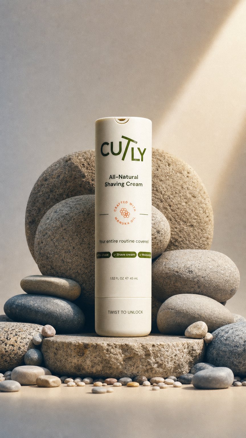 AI product shot of Cutly All-Natural Shaving Cream