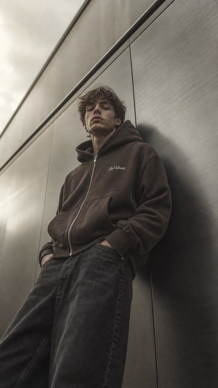 AI product shot of Cropped Zip-Up Boxy Hoodie