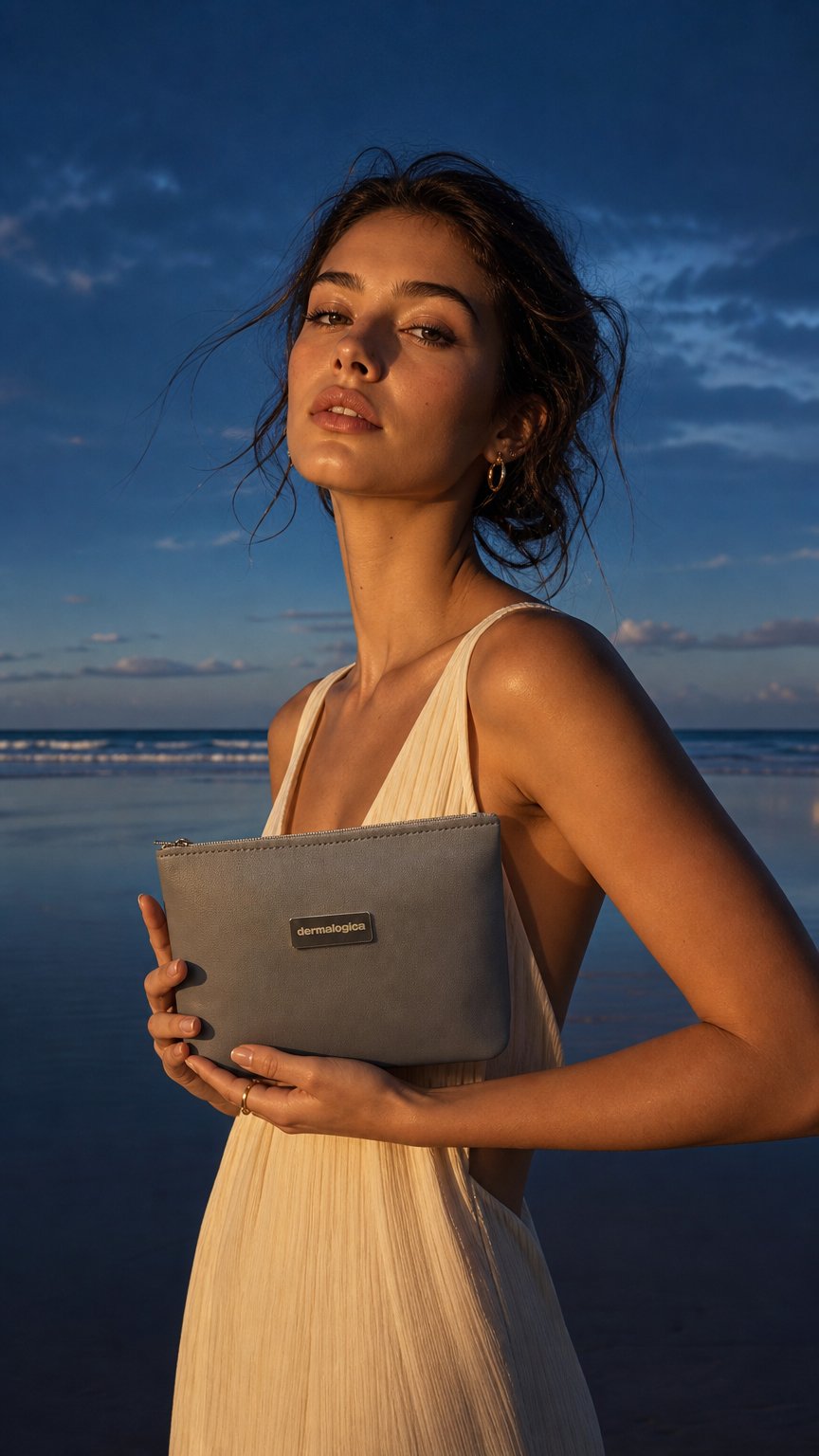 AI product shot of grey pouch