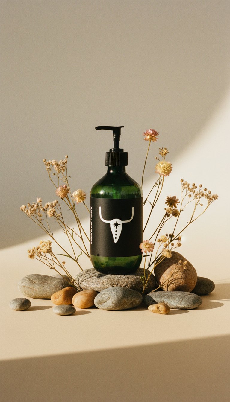 AI product shot of Hand & Body Wash, Ginger & Smoky Cardamom