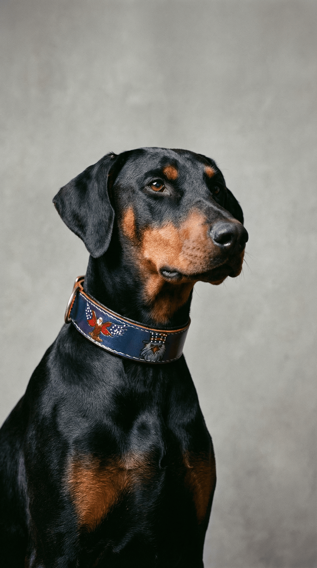AI product shot of American Eagle Color-Shift Leather Dog Collar