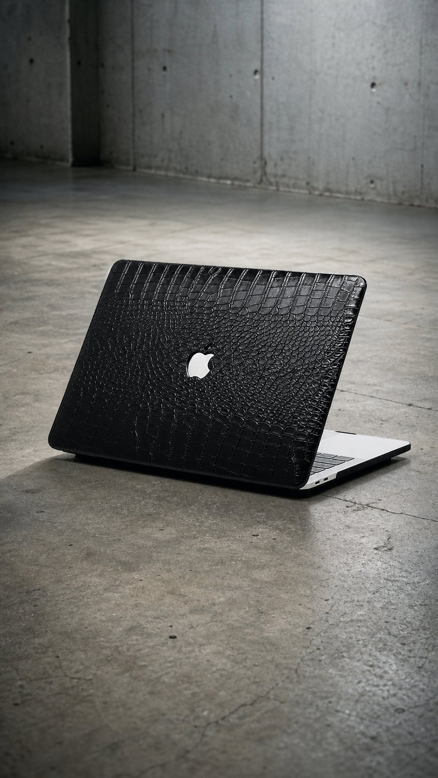 AI product shot of SICILY - Casebus Case for MacBook, Crocodile Pattern Leather Hard Shell Protective Cover