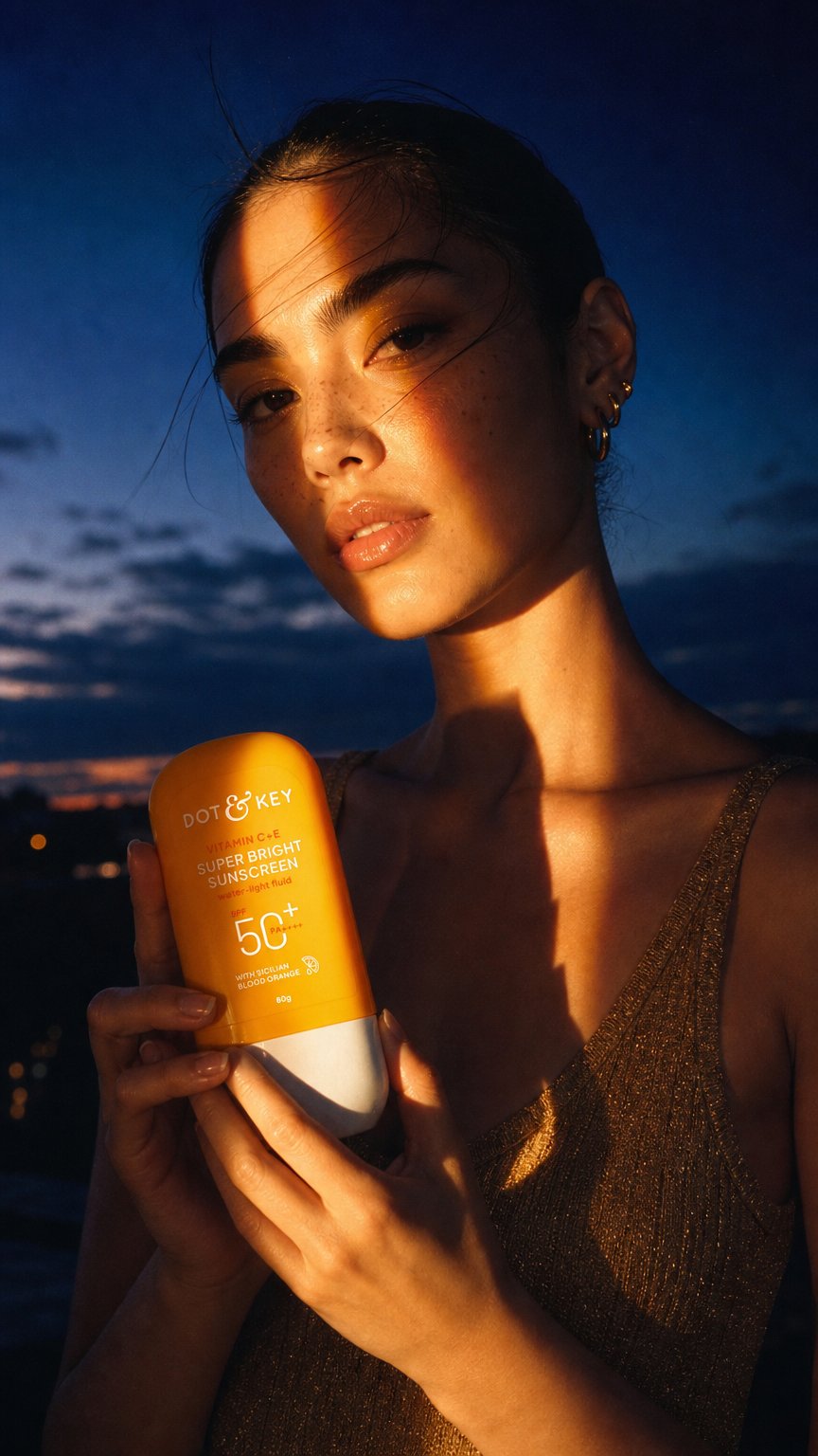 AI product shot of Vitamin C + E Sunscreen SPF 50+ PA++++ With New-Age UV Filters