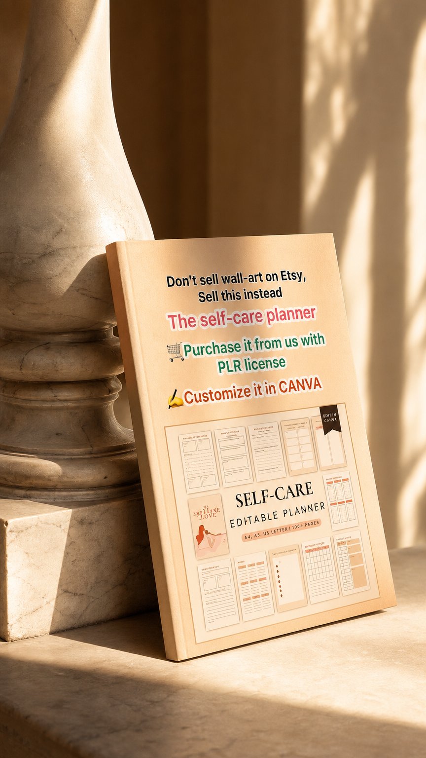 AI product shot of Printable self-care planner