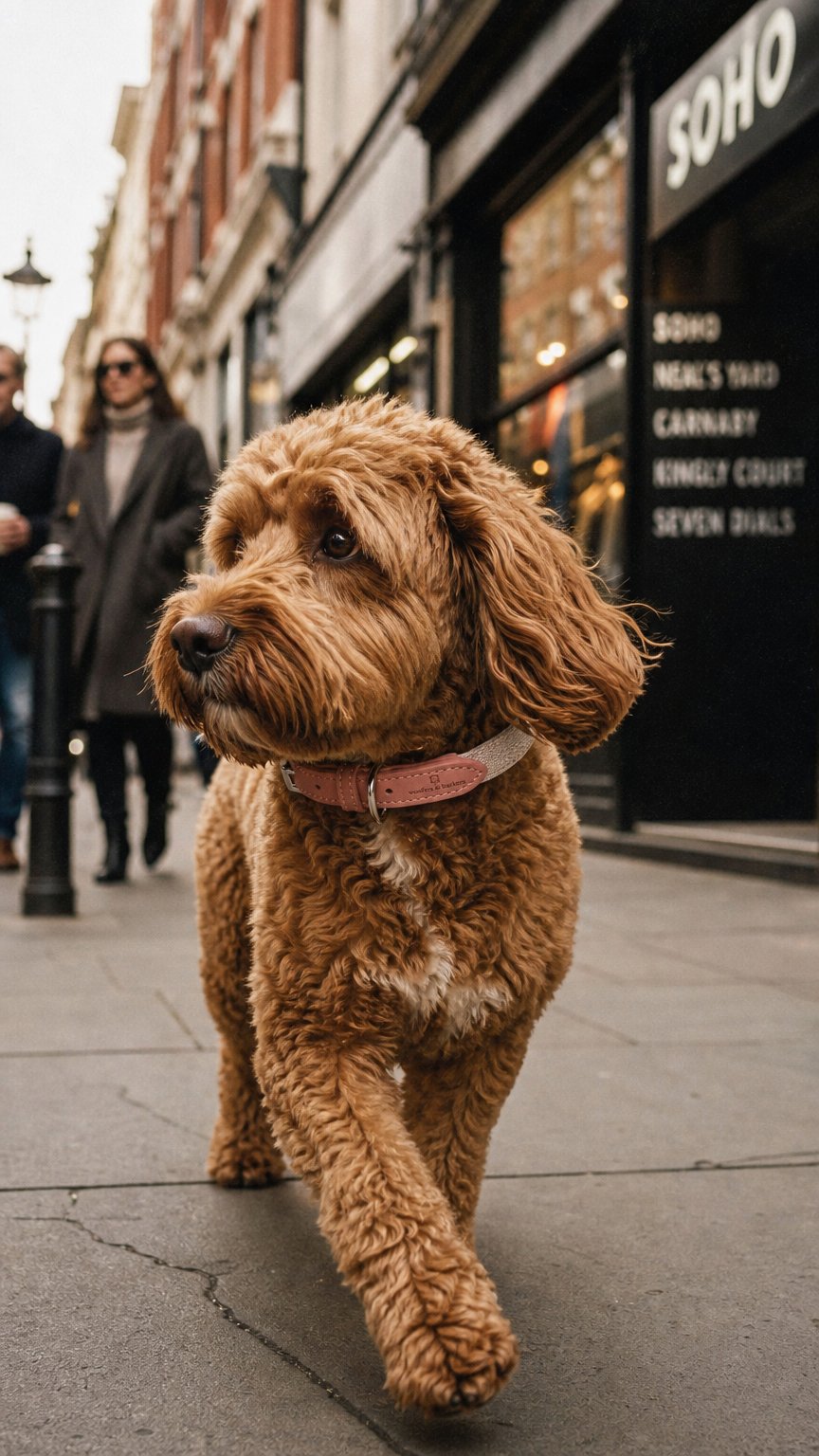 AI product shot of Woofers & Barkers Raphael Brown Fabric Dog Collar | Angel Collection
