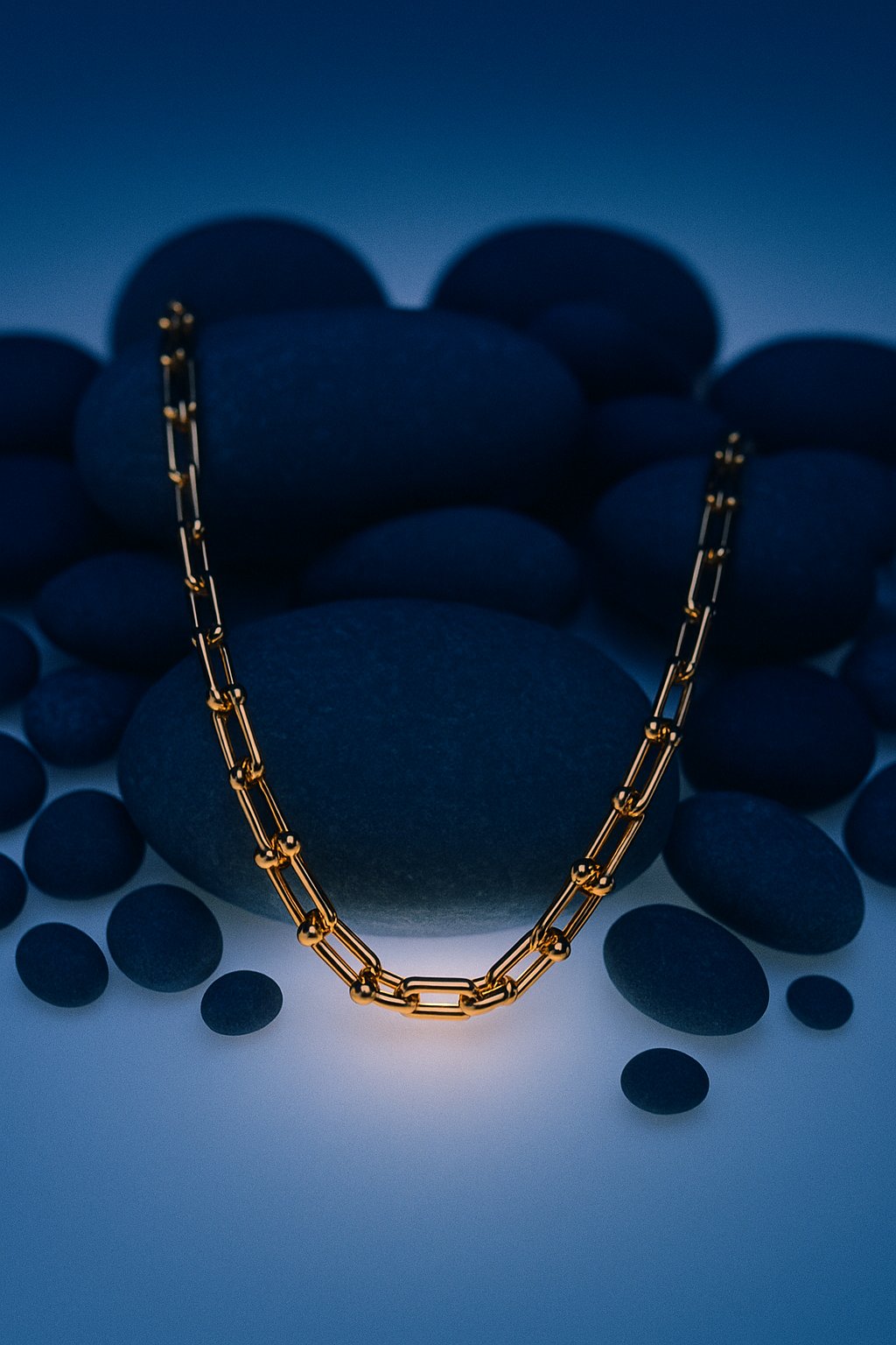 AI product shot of Tiffany HardWear Graduated Link Necklace in Yellow Gold
