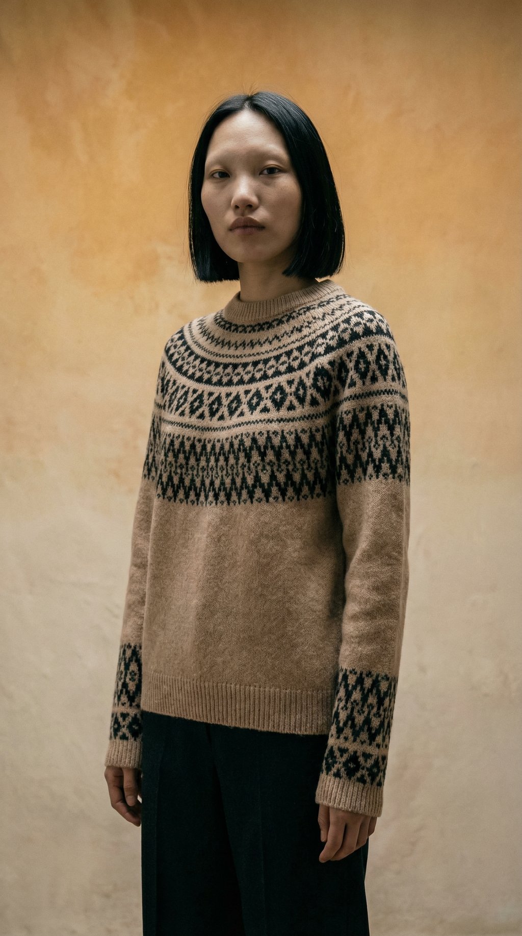 AI product shot of Maglia jacquard 100% lana vergine
