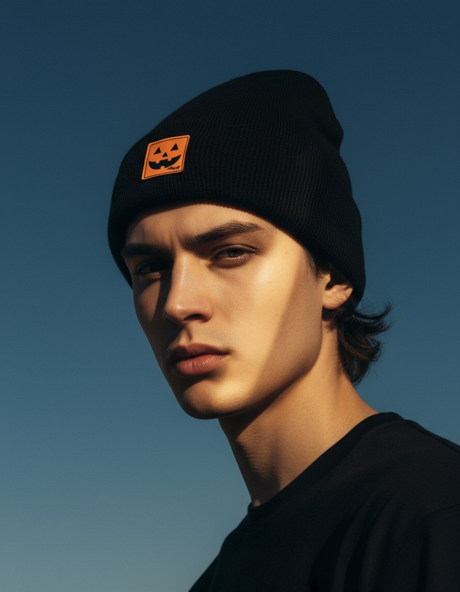 AI product shot of Halloween Beanie – The Hollow One, Haakwear Exclusive | Made in USA