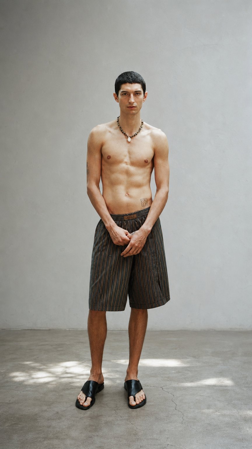 AI product shot of Baggy Button Up Short in Brown
