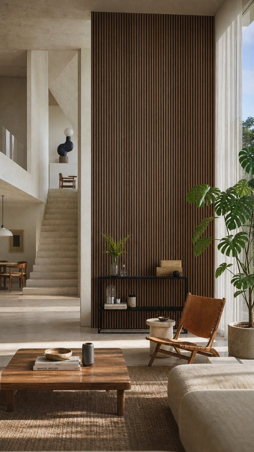 AI product shot of Luxury American Walnut Acoustic Slat Wood Wall Panels | Original Slatpanel®