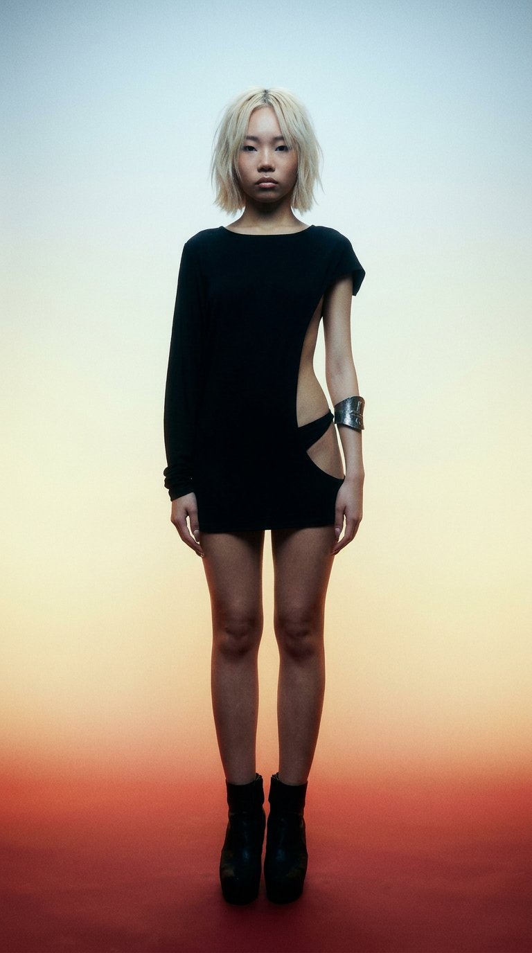 AI product shot of EXTREME DRAPE DRESS MINI