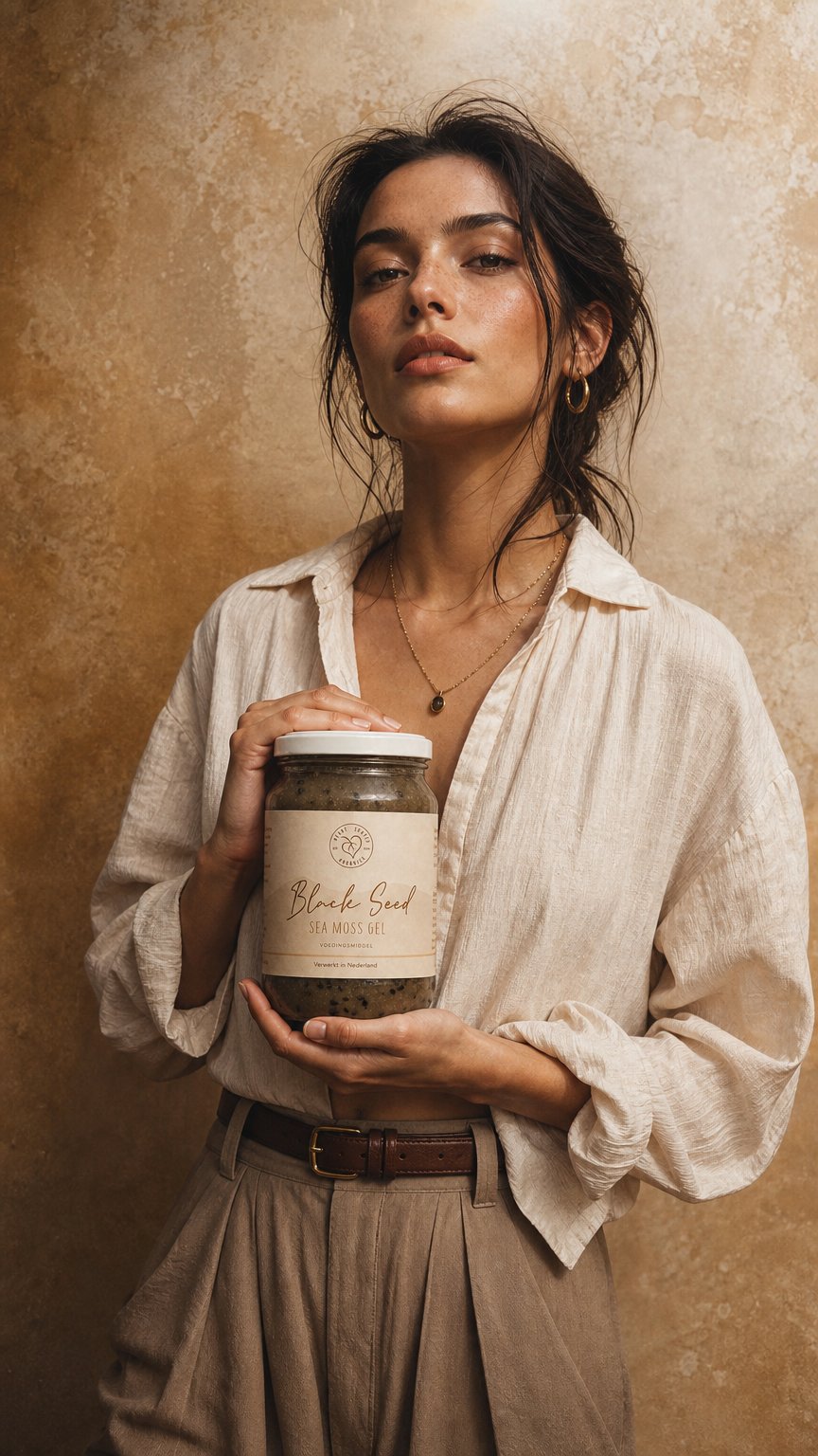 AI product shot of Black Seed Sea Moss Gel