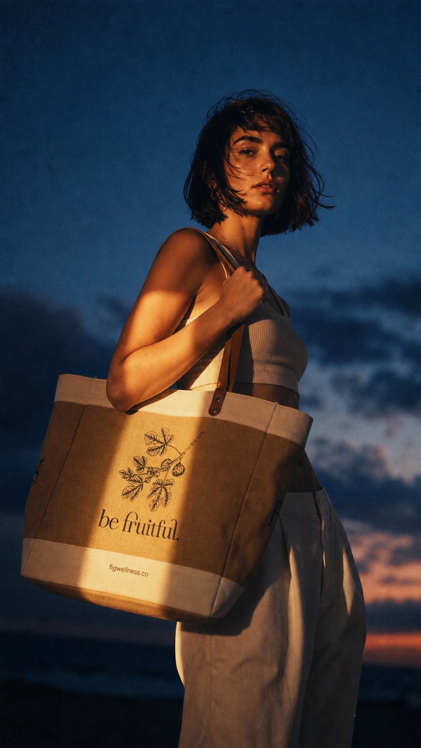 AI product shot of FIG Tote Bag